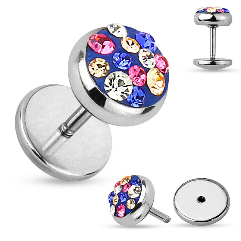 Faux plug d'oreille avec des crystals rose bleu blanc Hoxa Faux piercing3,90 €