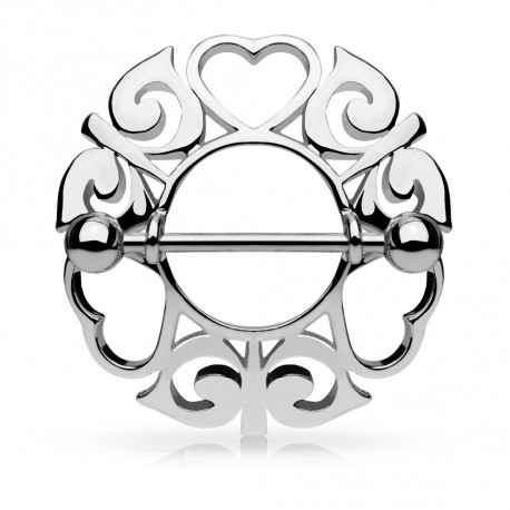 Piercing téton bouclier tribal avec coeurs Paza Piercing téton5,49 €