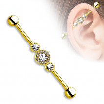 Piercing industriel doré avec trois pierres en zirconium Xik Piercing oreille6,90 €