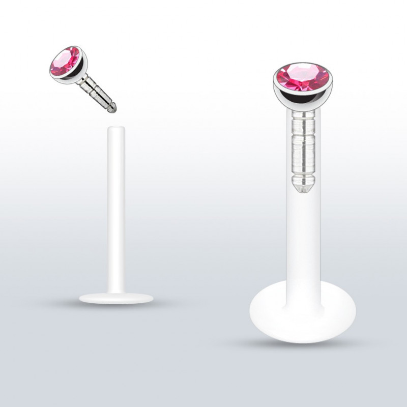 Piercing labret lèvre 6mm strass rose Sazez Piercing labret2,99 €