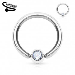 Piercing anneau 10 x 1mm avec boule de 3mm et crystal blanc Giko Piercing oreille3,25 €