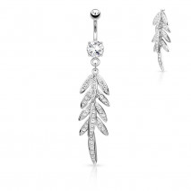 Piercing nombril pendentif avec une feuille et zirconium blanc Roxa Piercing nombril11,49 €