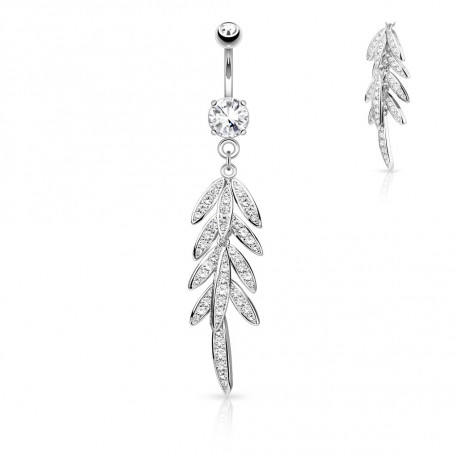 Piercing nombril pendentif avec une feuille et zirconium blanc Roxa Piercing nombril11,49 €