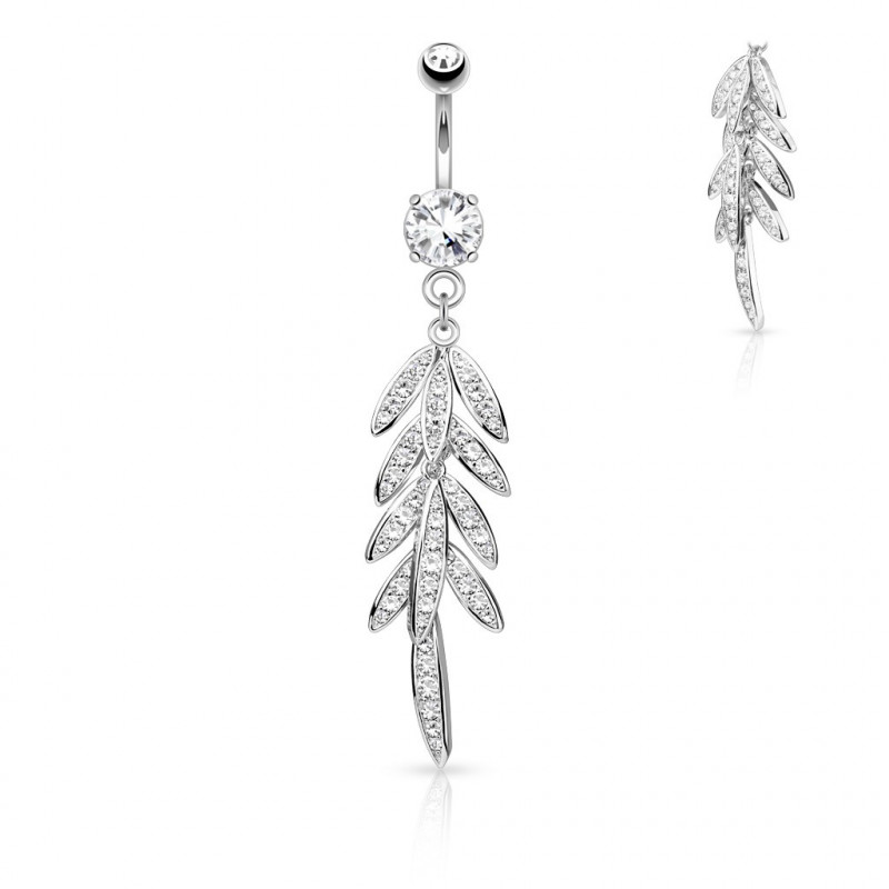 Piercing nombril pendentif avec une feuille et zirconium blanc Roxa Piercing nombril11,49 €