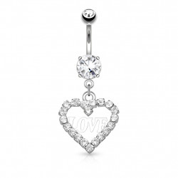 Piercing nombril avec un cœur love et zirconium Dazy Piercing nombril8,70 €