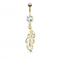 Piercing nombril doré avec une feuille pavé de zirconium Baki Piercing nombril8,90 €