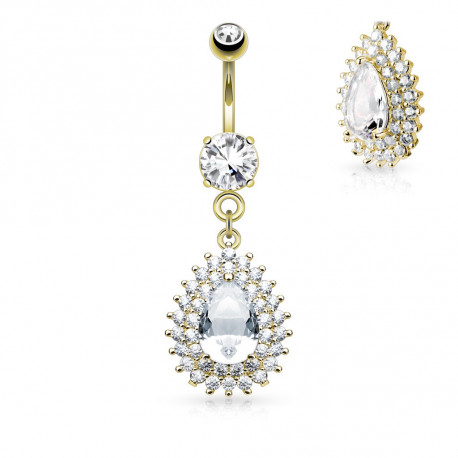 Piercing nombril plaqué or larme en zirconium blanc Jiwex Piercing nombril14,49 €