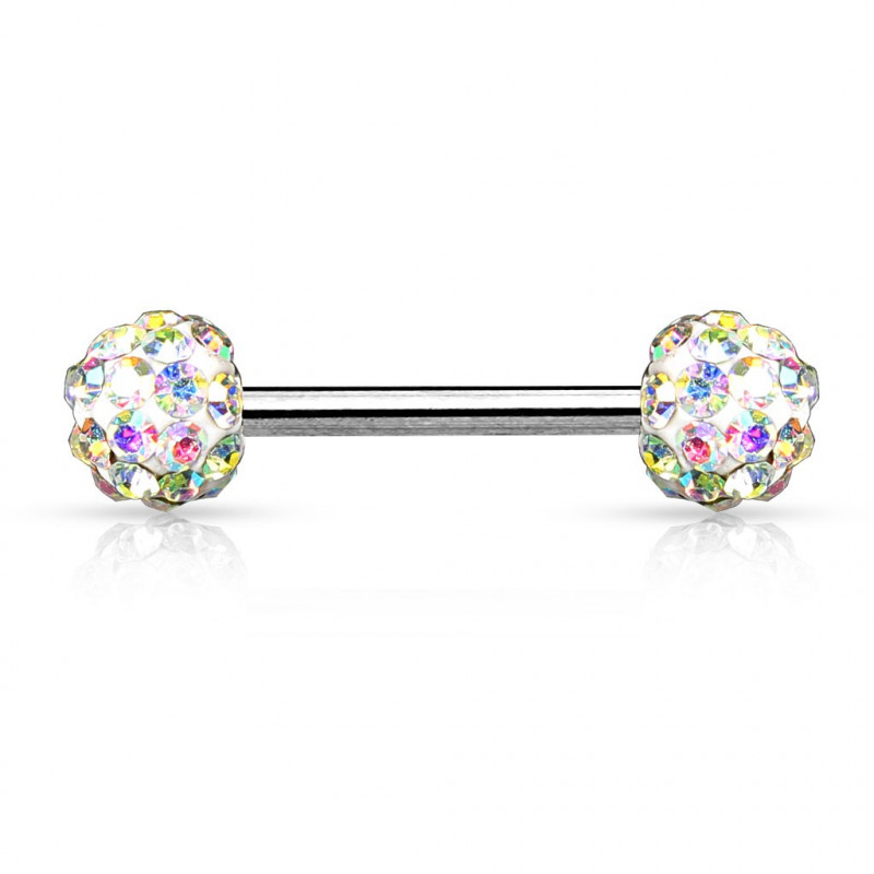 Piercing téton 14mm avec boules en cristal aurore boréale Tyki Piercing téton7,49 €