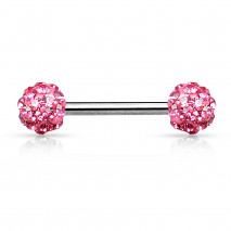 Piercing téton 14mm avec boules en cristal rose Waf Piercing téton7,49 €