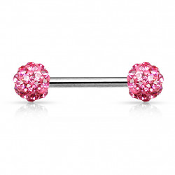 Piercing téton 14mm avec boules en cristal rose Waf Piercing téton7,49 €