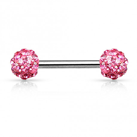 Piercing téton 14mm avec boules en cristal rose Waf Piercing téton7,49 €