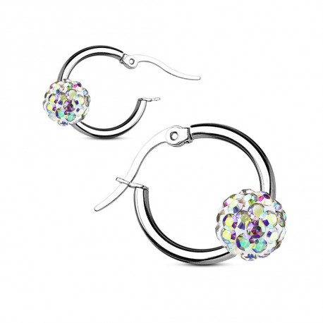 Boucle d'oreille acier et boule cristal aurore boréale Ovaz Bijoux6,49 €
