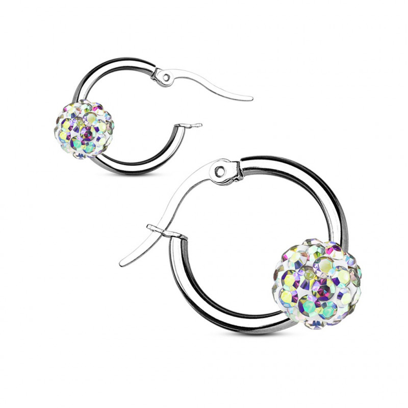 Boucle d'oreille acier et boule cristal aurore boréale Ovaz Bijoux6,49 €