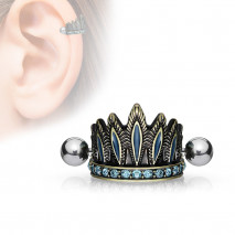 Piercing cartilage hélix avec une couronne chef tribal bleu Akog Piercing oreille6,49 €