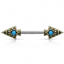 Piercing téton 14mm avec une double lances tribal Qako Piercing téton5,99 €