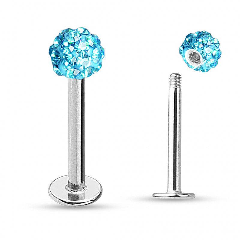 Piercing labret lèvre boule crystals bleu 6mm Nyx Piercing labret6,90 €