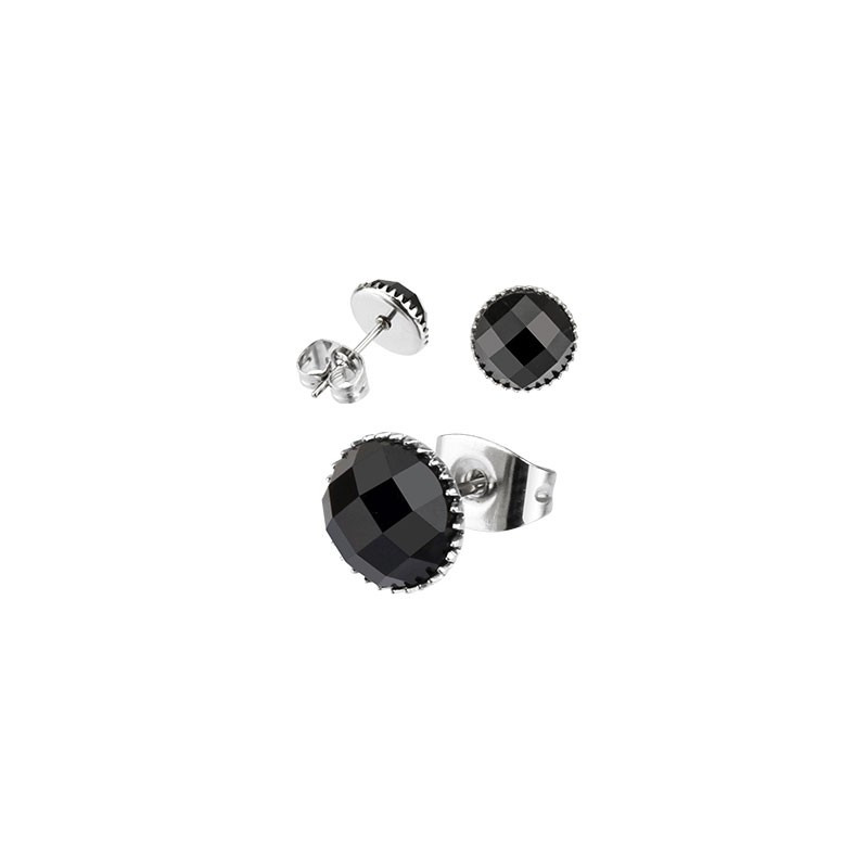 Puces d'oreilles 4mm ronde en onyx noire Loly Bijoux5,49 €
