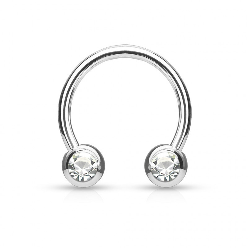 Piercing fer à cheval 10mm avec boules et crystals blanc Yax Piercing oreille4,60 €