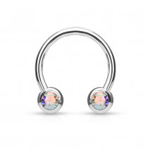 Piercing fer à cheval 10mm avec boules et crystals aurore boréale Yik Piercing oreille4,60 €