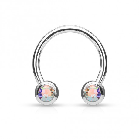 Piercing fer à cheval 10mm avec boules et crystals aurore boréale Yik Piercing oreille4,60 €