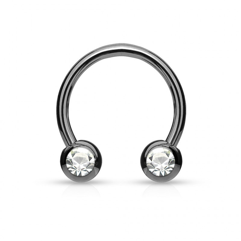 Piercing fer à cheval noir 10mm avec boules et crystals blanc Yukee Piercing oreille4,95 €