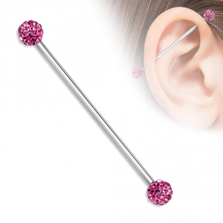 Piercing industriel 38mm et boules en crystals rose Nafuz Piercing oreille10,99 €