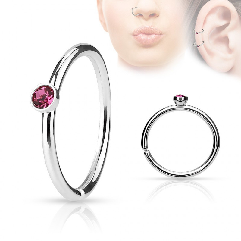 Piercing anneau acier 0,8 X 8mm avec crystal rose Luko Piercing nez3,10 €