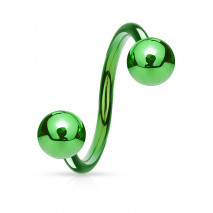 Piercing spirale titanium 10mm vert et boules 4mm Kyr Piercing oreille4,90 €