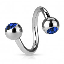 Piercing spirale acier 10mm avec crystals bleu saphir et boules 4mm Soli Piercing oreille3,90 €