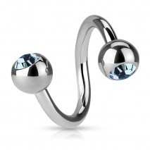 Piercing spirale acier 10mm avec crystals bleu saphir clair et boules 4mm Syk Piercing oreille3,90 €