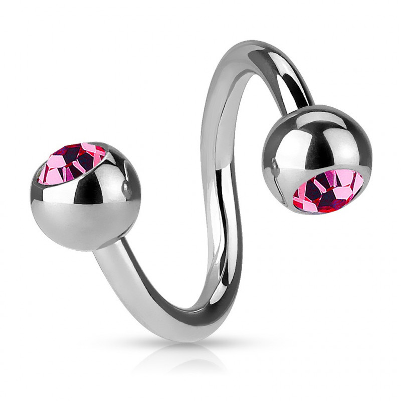 Piercing spirale acier 10mm avec crystals fuchsia et boules 4mm Sal Piercing oreille3,90 €