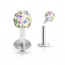 Piercing labret 6mm boule 4mm crystals aurore boréale Nopu Piercing labret6,90 €