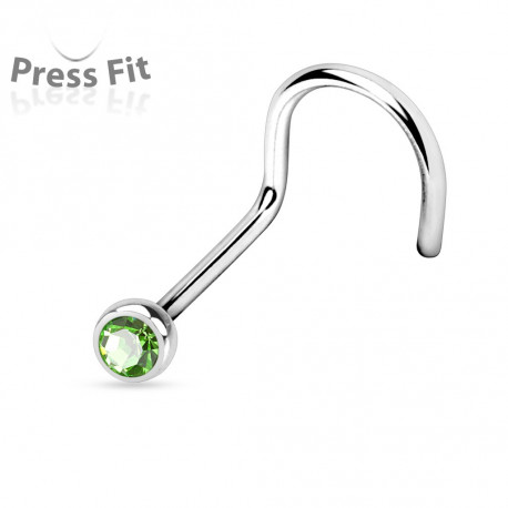 Piercing nez coudé acier 0,8mm et crystal 2,5mm vert Rohy Piercing nez2,25 €