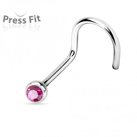 Piercing nez coudé acier 0,8mm et crystal 2,5mm fuchsia Row Piercing nez2,25 €
