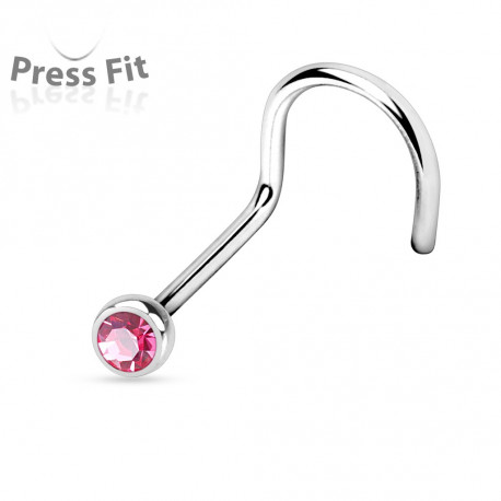 Piercing nez coudé acier 0,8mm et crystal 2,5mm rose Roko Piercing nez2,25 €
