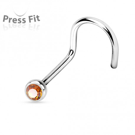 Piercing nez coudé acier 0,8mm et crystal 2,5mm topaze Wyk Piercing nez2,25 €