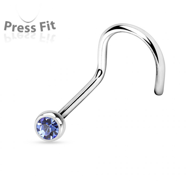 Piercing nez coudé acier 0,8mm et crystal 2,5mm saphir clair Duko Piercing nez2,25 €