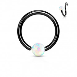 Piercing anneau noir 10 x 1,2mm avec une opaline blanche Vyk Piercing nez4,49 €