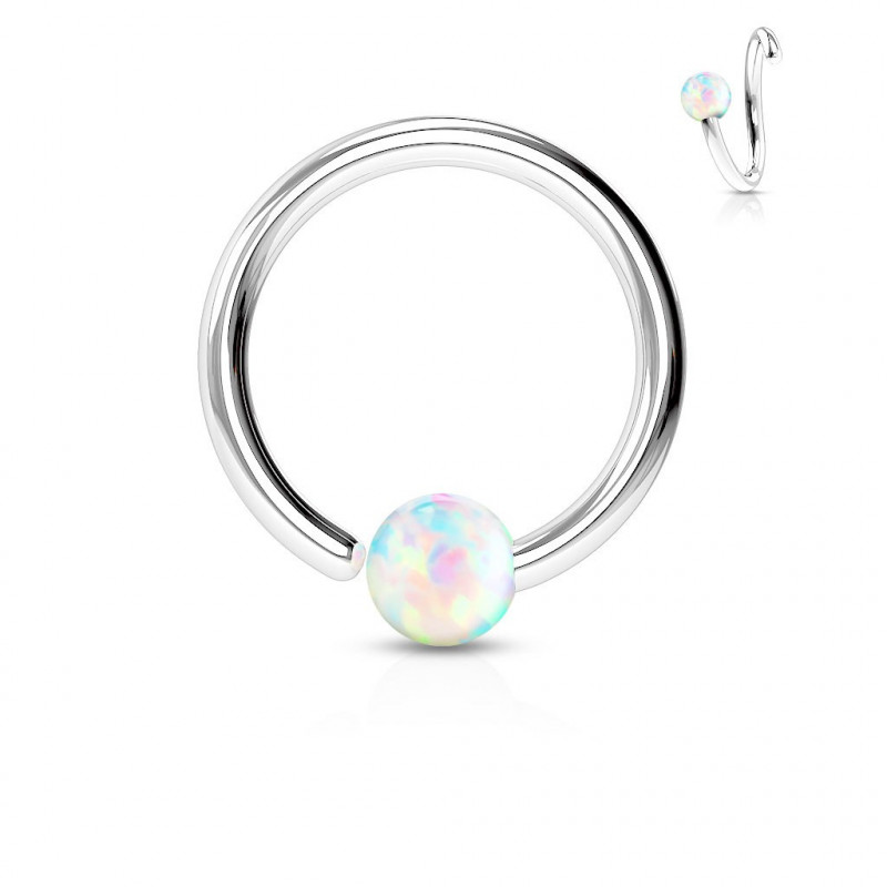 Piercing anneau 8 x 0,8mm avec une opaline blanche Maz Piercing nez4,05 €