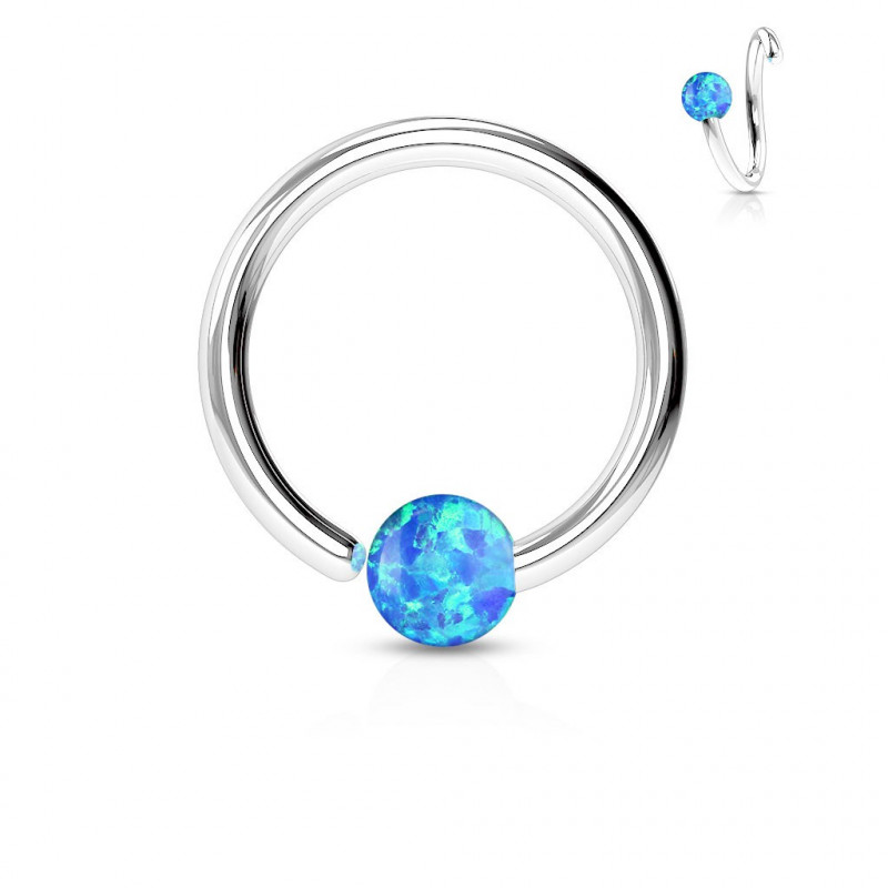 Piercing anneau 8 x 0,8mm avec une opaline bleu Xasy Piercing nez4,30 €