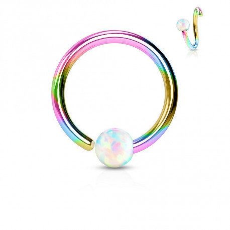 Piercing anneau arc en ciel 6 x 0,8mm et une opaline blanche Madaz Piercing nez4,25 €