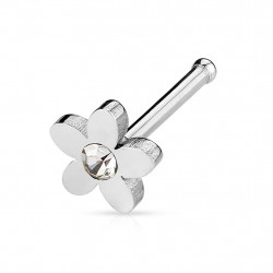 Piercing nez acier droit avec une fleur et crystal blanc Sycaz Piercing nez2,20 €