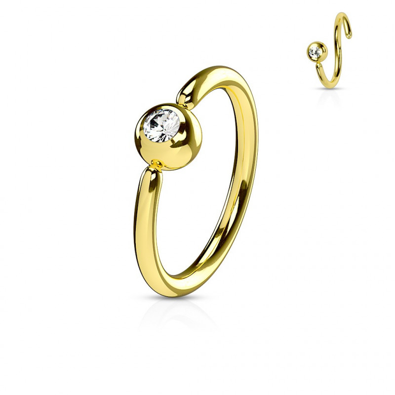 Piercing anneau doré 8 x 1mm avec boule de 3mm et crystal blanc Huko Piercing oreille5,45 €