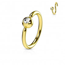 Piercing anneau doré 8 x 1,2mm avec boule de 3mm et crystal blanc Hyk Piercing oreille5,75 €