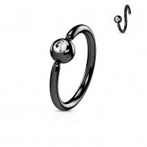 Piercing anneau noir 8 x 1,2mm avec boule de 3mm et crystal blanc Hoki Piercing oreille5,75 €