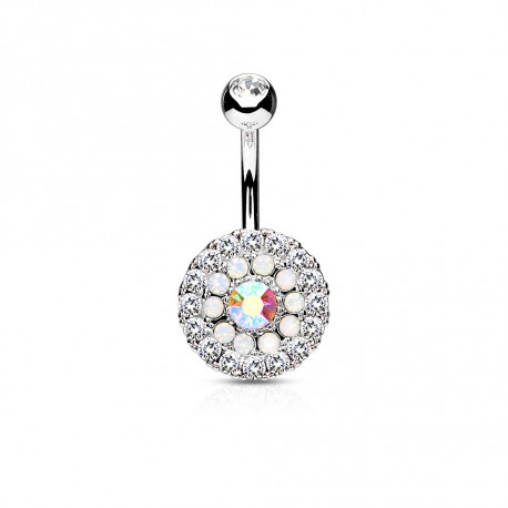 Piercing nombril avec trois cercles en zirconiums et opalines Baxy Piercing nombril7,85 €