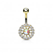 Piercing nombril doré avec trois cercles en zirconiums et opalines Biko Piercing nombril7,99 €