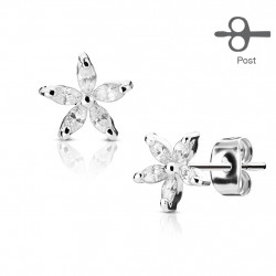 Puces d'oreilles fleur avec pétales en zirconium blanc Kilok Bijoux6,49 €