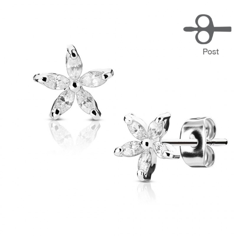 Puces d'oreilles fleur avec pétales en zirconium blanc Kilok Bijoux6,49 €