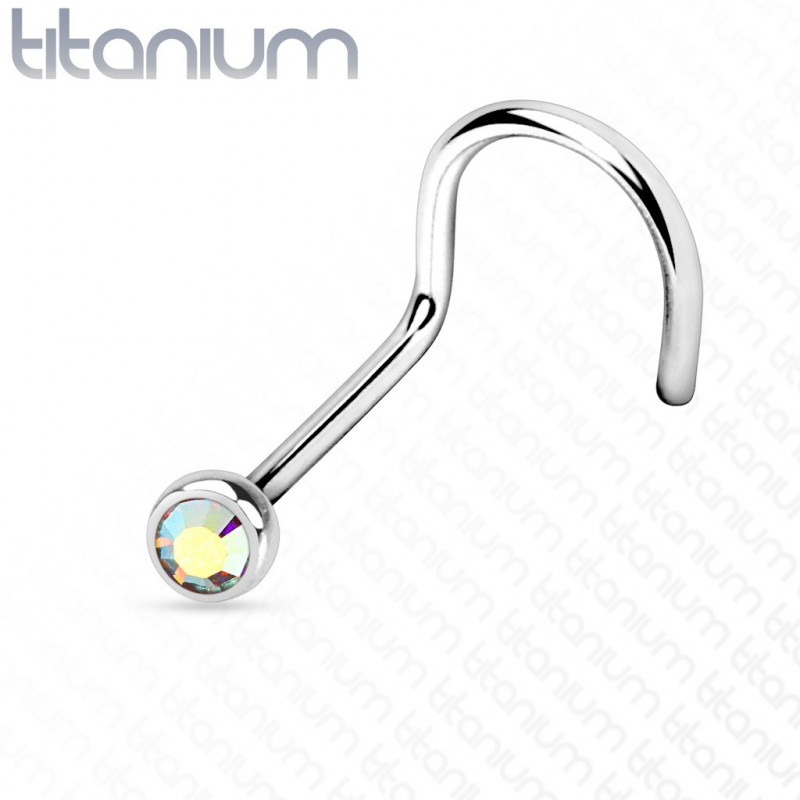 Piercing nez coudé en titanium 1mm et crystal 2mm aurore boréale Gady Piercing nez3,95 €